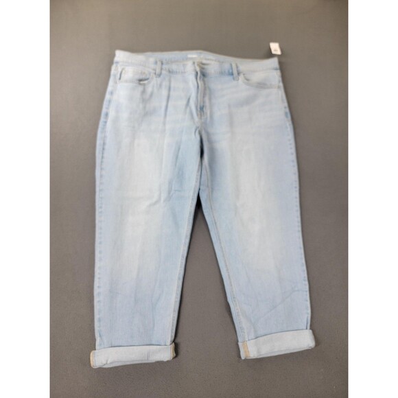 Old Navy Jeans Womens 20 Short Light Wash Mid-Rise Wow Boyfriend Stretch Cuffed - Picture 1 of 13